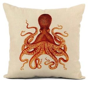 NWT Orange Octopus Linen Pillow Case Cover